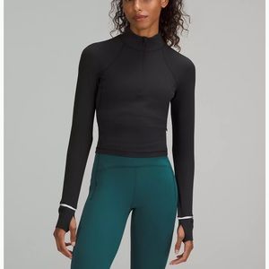 Lululemon it’s rulu run ribbed cropped half zip black size 4